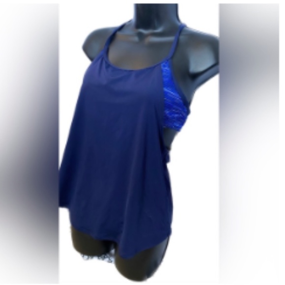 TYR BLU/WHT 2 Part Workout Top, 8 Winter Sale - Picture 2 of 4
